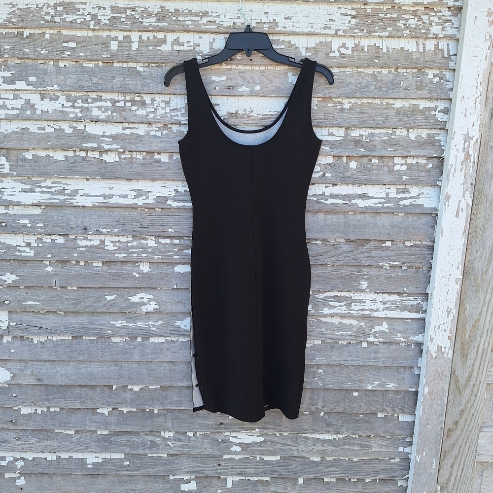 🌟 Bold Elements Cut To Curve Floral Black Dress Size XS Bodycon - Picture 4 of 6